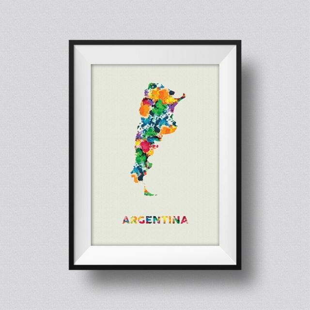 Argentina Watercolor Map Art Print Ink Splash Poster Canvas