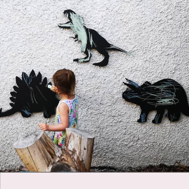 Dinosaur Chalkboard Set, Kids Room Decor, Outdoor Playhouse Accessories - image 1