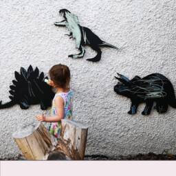 Dinosaur Chalkboard Set, Kids Room Decor, Outdoor Playhouse Accessories - thumbnail 1
