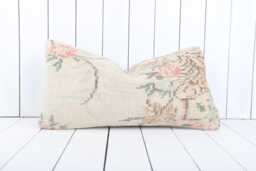 Kilim Lumbar Pillow Cover - 12x24 Inch Vintage Turkish Home Decor - thumbnail 1