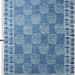 Blue Elephant Print Cotton Rug - Hand Washable Indigo Kilim - thumbnail 4
