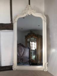 statement Arched Large Scroll French Ivory Cream Shabby Chic Arch Over Mantle Hall Console Ornate Wall Leaner Mirror 5Ft - thumbnail 1