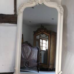 statement Arched Large Scroll French Ivory Cream Shabby Chic Arch Over Mantle Hall Console Ornate Wall Leaner Mirror 5Ft - thumbnail 2