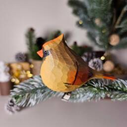Handcrafted Clip-On Bird Ornament Vibrant Christmas Tree Decoration - thumbnail 2