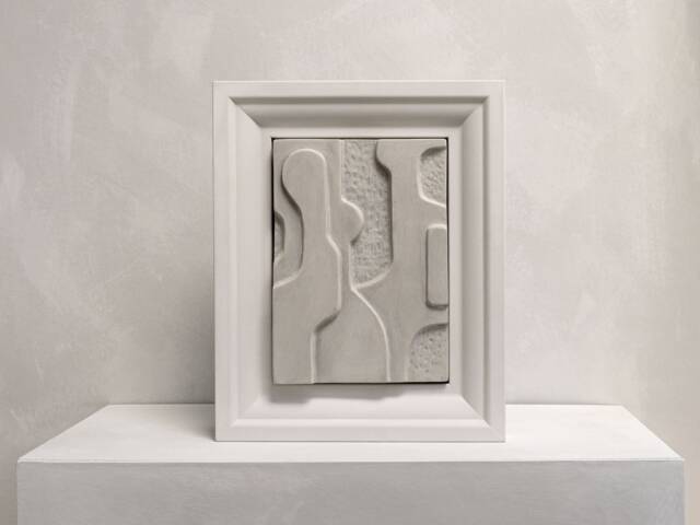Geometric Plaster Sculpture Abstract Nature, Wabi Sabi Wall Art - image 1