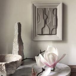 Geometric Plaster Sculpture Abstract Nature, Wabi Sabi Wall Art - thumbnail 2