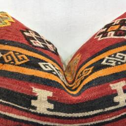 Vintage Turkish Kilim Pillow Cover, Handwoven Accent - 16x24 - thumbnail 2