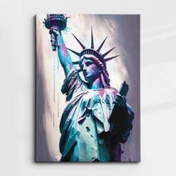 statue Of Liberty New York Usa Abstract America Modern Painting Wall Art, Framed Canvas Poster Print, Home/Office Room Decor, Gifts - thumbnail 3