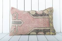 Vintage Kilim Lumbar Pillow Cover Bohemian Rug Cushion - 16x24
