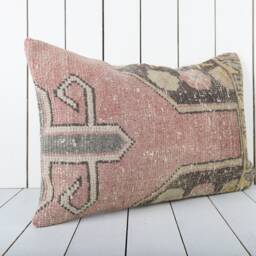 Vintage Kilim Lumbar Pillow Cover Bohemian Rug Cushion - 16x24 - thumbnail 3