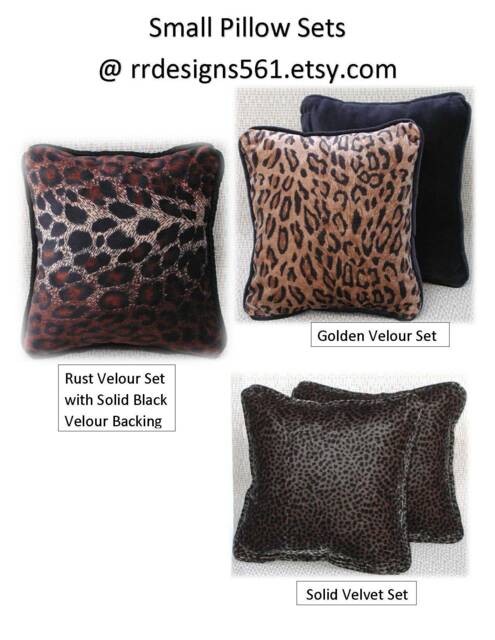 Animal Print Pillows, Throw Pillow Sets, Small Accent Toss Velvet Pillows With Trim, Safari Room Decor - image 1