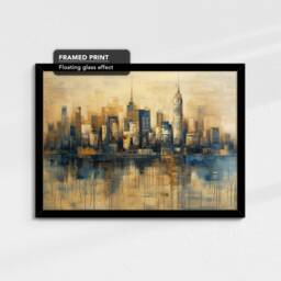 New York City Skyline Landmark Abstract Oil Painting Framed Poster Print Or Canvas Wall Decor Art Bedroom Home Interior Gift - thumbnail 2