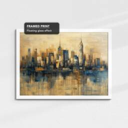 New York City Skyline Landmark Abstract Oil Painting Framed Poster Print Or Canvas Wall Decor Art Bedroom Home Interior Gift - thumbnail 3