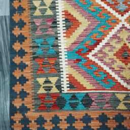 Tribal Kilim Rug, Handmade Artisan Afghan Turkish Scandinavian Navajo Bohemian Flatweave Natural Wool Rug 187x124 cm - thumbnail 4