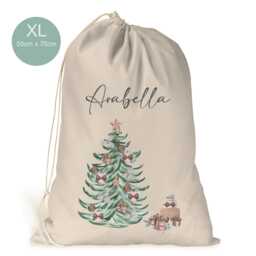 Personalised Xl Drawstring Christmas Sack/stocking.. Blush Pink & Brown Girl Tree..girls Xmas Present Sack Gift Bag.. Mummy, , Sister - thumbnail 2