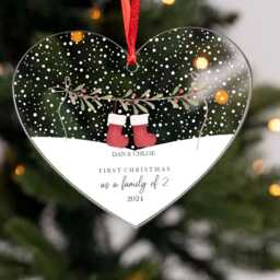 Personalised Stocking Family Acrylic Bauble Christmas Tree Ornament Decoration Heart - thumbnail 2