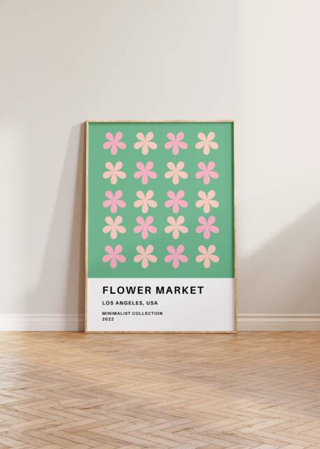 Flower Market Print Poster, Print, Aesthetic Floral Los Angeles Wall Art, Usa Art - image 1
