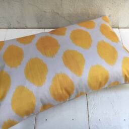 Silk Ikat Lumbar Pillow Cover, Handwoven Accent - 12x20 - thumbnail 4