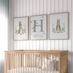 Peter Rabbit Prints, Boys Nursery Prints, New Baby, Nursery Decor, Peter Nursery, Nursery Wall Art, Blue, Personalised - thumbnail 3
