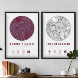London Stadium Claret & Blue Map - Frame Options Unofficial Print West Football Art Gift Ham Him Dad Grandad Brother Uncle United Fan - thumbnail 3