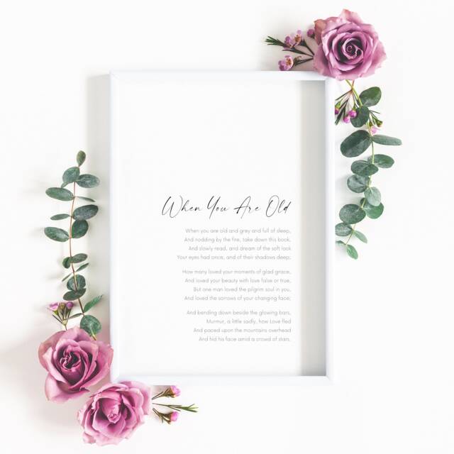 When You Are Old Print - William Butler Yeats Poem Romantic Wall Art Wedding Or Anniversary Gift Unframed - image 1