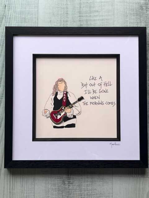 Meat Loaf Hand Drawn Framed Picture With Lyrics From Bat Out Of Hell - image 1