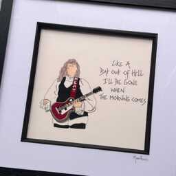 Meat Loaf Hand Drawn Framed Picture With Lyrics From Bat Out Of Hell - thumbnail 2