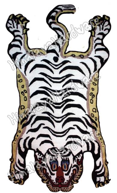 Tibetan Tiger Rug/Carpet Pelt Skin Stripe White Tibet Nepal Meditation Cutout Siberian Cat Animal - image 1