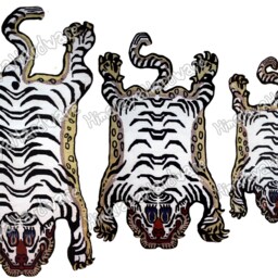 Tibetan Tiger Rug/Carpet Pelt Skin Stripe White Tibet Nepal Meditation Cutout Siberian Cat Animal - thumbnail 2