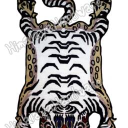 Tibetan Tiger Rug/Carpet Pelt Skin Stripe White Tibet Nepal Meditation Cutout Siberian Cat Animal - thumbnail 3