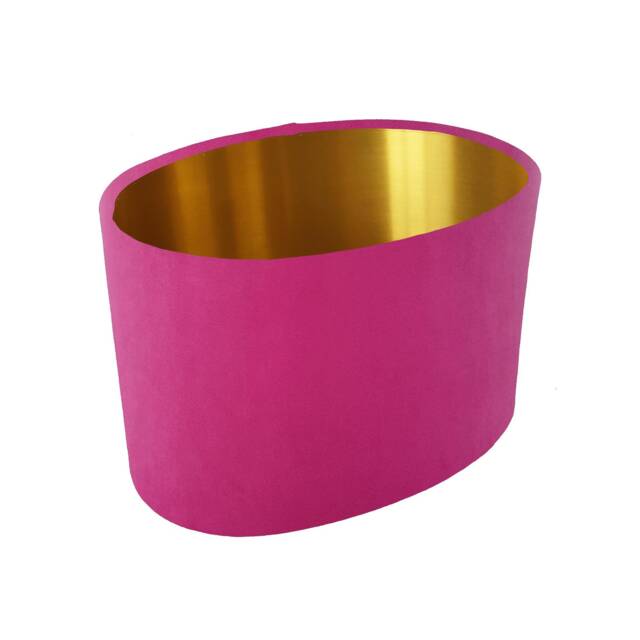 Pink Oval Lampshade in Velvet With Gold Lining - image 1