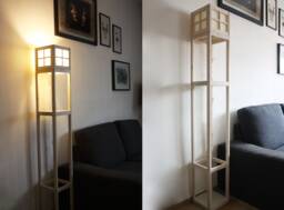 White Floor Lamp, Wooden Wood Lamp & Rice Paper, Transformable Oriental Style