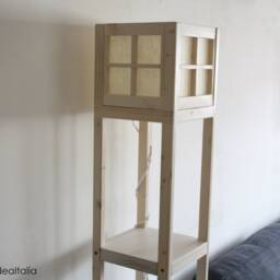 White Floor Lamp, Wooden Wood Lamp & Rice Paper, Transformable Oriental Style - thumbnail 3