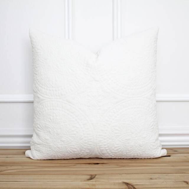 Ivory Velvet Medallion Pillow Cover Throw 20x20 Designer Decorative - Luna - image 1