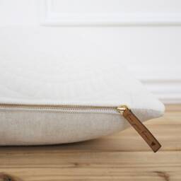 Ivory Velvet Medallion Pillow Cover Throw 20x20 Designer Decorative - Luna - thumbnail 2