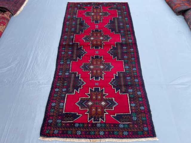 2x5 Afghan Tribal Rug - Hand-Knotted Wool Accent With Red & Green Geometric Pattern, Veg Dyed, Ideal For Bedroom, Entryway, Kids Room - image 1