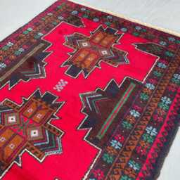 2x5 Afghan Tribal Rug - Hand-Knotted Wool Accent With Red & Green Geometric Pattern, Veg Dyed, Ideal For Bedroom, Entryway, Kids Room - thumbnail 3