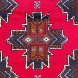 2x5 Afghan Tribal Rug - Hand-Knotted Wool Accent With Red & Green Geometric Pattern, Veg Dyed, Ideal For Bedroom, Entryway, Kids Room - thumbnail 4