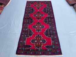 2x5 Afghan Tribal Rug - Hand-Knotted Wool Accent With Red & Green Geometric Pattern, Veg Dyed, Ideal For Bedroom, Entryway, Kids Room - thumbnail 1