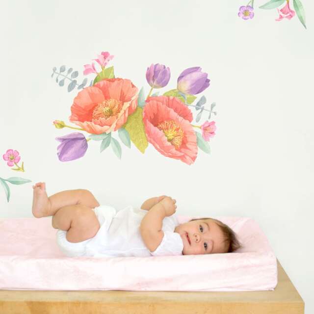 Poppy Mix Flower Bouquet - Fabric Wall Decal Shop Mej - image 1