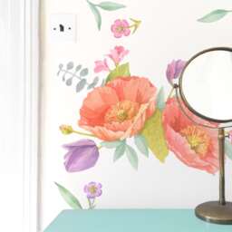 Poppy Mix Flower Bouquet - Fabric Wall Decal Shop Mej - thumbnail 2