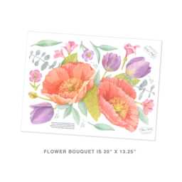 Poppy Mix Flower Bouquet - Fabric Wall Decal Shop Mej - thumbnail 3