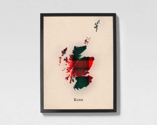 Clan Kerr Scottish Tartan Map - Of Scotland Family Wall Decor, Ready To Hang - image 1