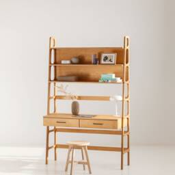 Mid-Century Modern Desk With Bookcase Shelves - Custom Handmade Furniture - thumbnail 2