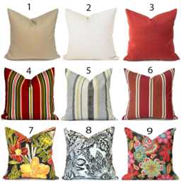 Outdoor Pillow Cover With Zippers, Easy To Use & Washable. Shades Of Black, Tan & Red. Pick Your Favorites - thumbnail 1