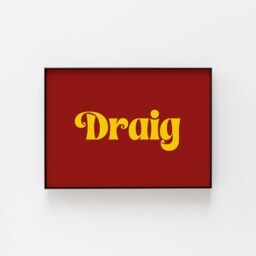 Draig Print, Welsh Themed Wall Art, Dragon Poster Of The Word Dragon, Cool Room Dark Red Wales Poster - thumbnail 1