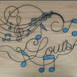 Customizable Wire First Name, Music-Themed Cloud, Wall Decoration For Children's Room, Musical Notes, Door Plate - thumbnail 3