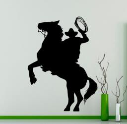 Cowboy On Horse Wall Decal Western Vinyl Sticker Home Decor Ideas Kids Room Interior Art 1(Nsix - thumbnail 1