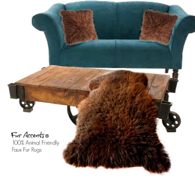 Plush Brown Faux Fur Sheepskin Rug - Usa Made Throw