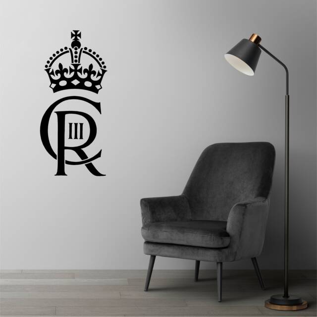 King Charles Royal Crest, Cypher, Monogram Vinyl Wall Art, Sticker, Transfer, Decal, Mural, Home 36 Colours, Easy To Apply - image 1